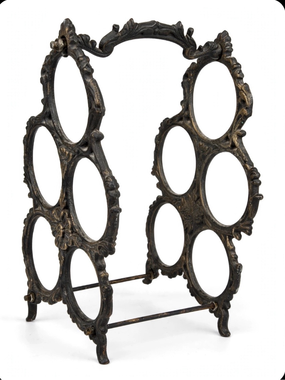 Vintage Ornate Metal Wine Rack / Porte-bouteilles baroque (Assembled)